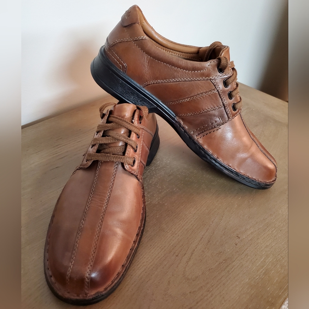 Clarks Men's Brown Leather Shoes - Picture 9 of 11